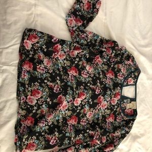 Black floral long sleeve top from eyelash couture